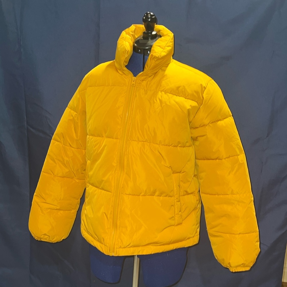 Yellow puffer jacket